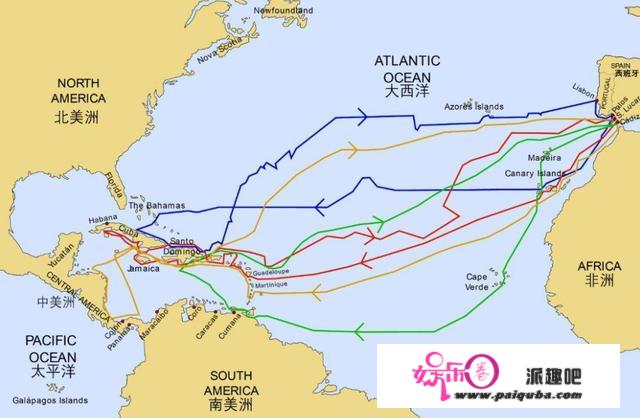 哥伦布的发现，大航海时代的“世界地图”，加勒比海航起点