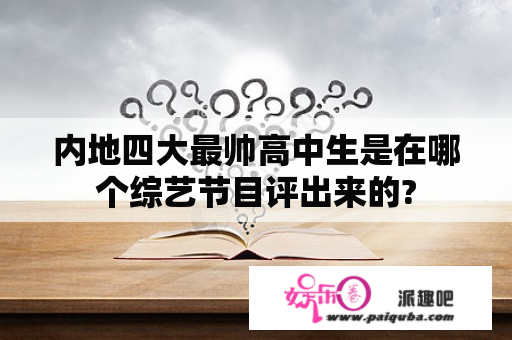 内地四大最帅高中生是在哪个综艺节目评出来的?