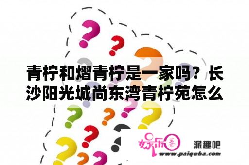 青柠和熠青柠是一家吗？长沙阳光城尚东湾青柠苑怎么样？