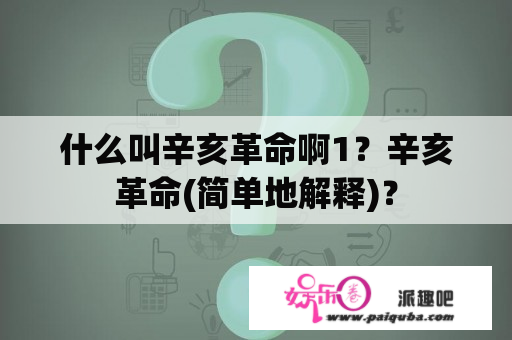 什么叫辛亥革命啊1？辛亥革命(简单地解释)？