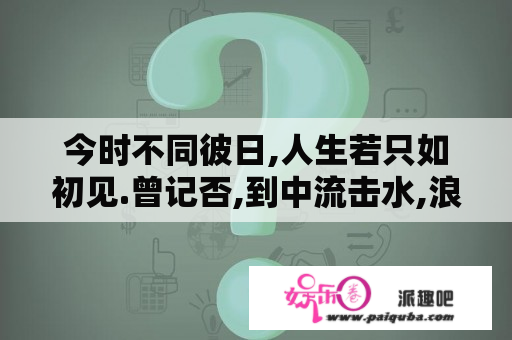 今时不同彼日,人生若只如初见.曾记否,到中流击水,浪遏飞舟-凭谁问,廉颇老矣,尚能饭否?!