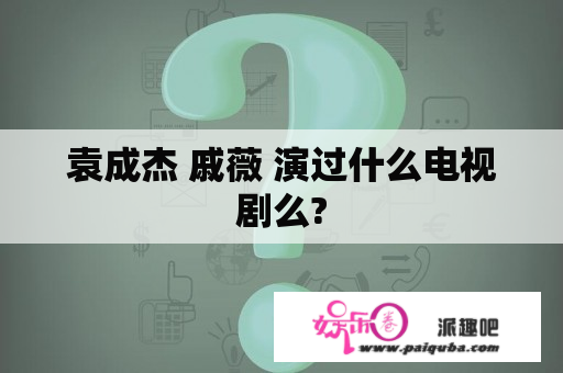 袁成杰 戚薇 演过什么电视剧么?