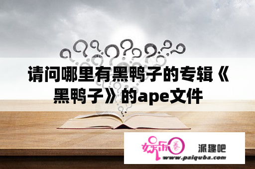 请问哪里有黑鸭子的专辑《黑鸭子》的ape文件