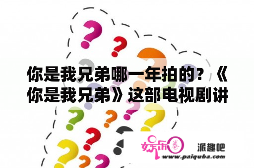 你是我兄弟哪一年拍的？《你是我兄弟》这部电视剧讲的是什么？