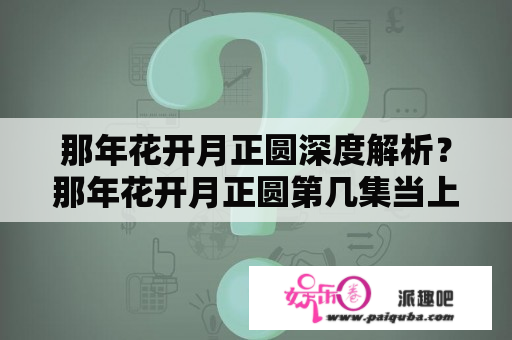 那年花开月正圆深度解析？那年花开月正圆第几集当上大掌柜？