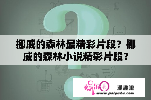 挪威的森林最精彩片段？挪威的森林小说精彩片段？