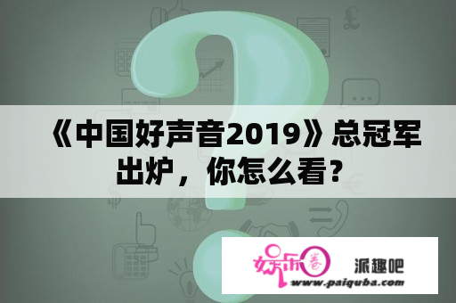 《中国好声音2019》总冠军出炉，你怎么看？