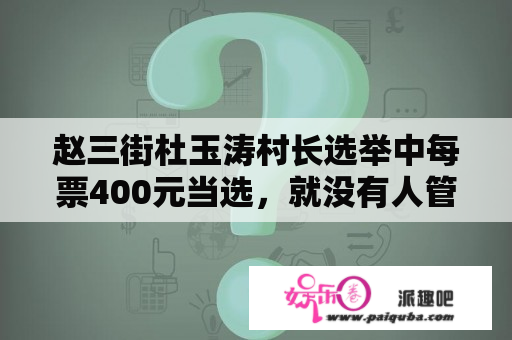 赵三街杜玉涛村长选举中每票400元当选，就没有人管吗