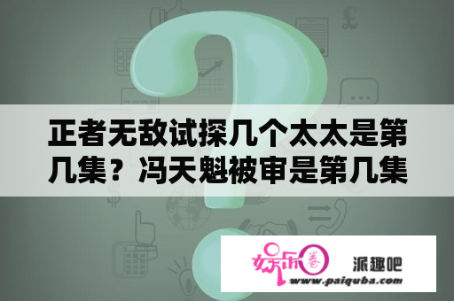 正者无敌试探几个太太是第几集？冯天魁被审是第几集？