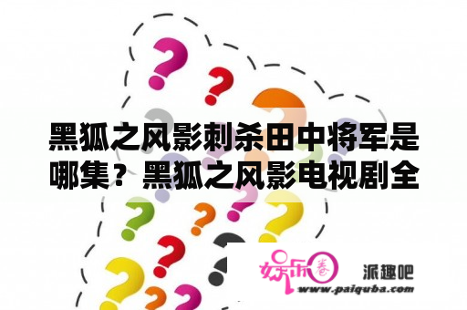 黑狐之风影刺杀田中将军是哪集？黑狐之风影电视剧全集播放