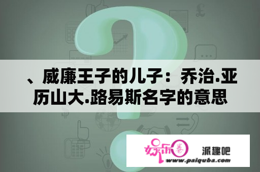 、威廉王子的儿子：乔治.亚历山大.路易斯名字的意思?姓什么?