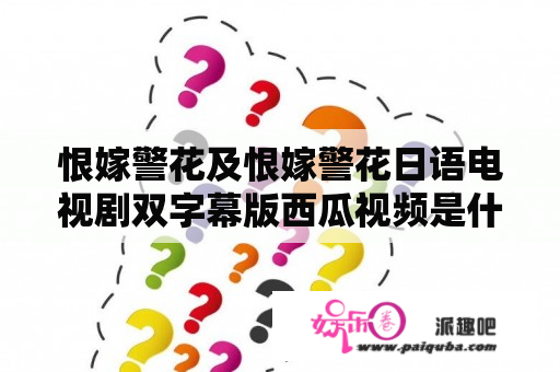 恨嫁警花及恨嫁警花日语电视剧双字幕版西瓜视频是什么？