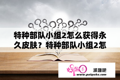 特种部队小组2怎么获得永久皮肤？特种部队小组2怎么联机特种部队小组2联机教程？