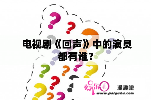  电视剧《回声》中的演员都有谁？