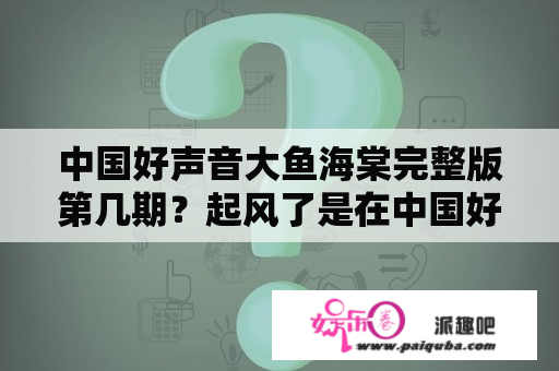 中国好声音大鱼海棠完整版第几期？起风了是在中国好声音第几季？