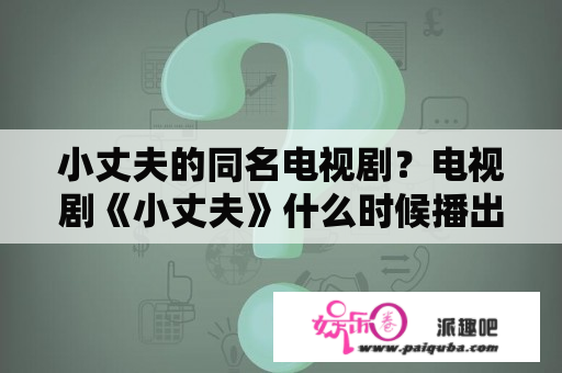 小丈夫的同名电视剧？电视剧《小丈夫》什么时候播出，剧情介绍，主演是谁？