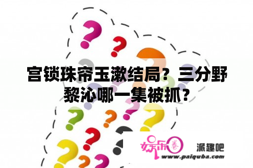 宫锁珠帘玉漱结局？三分野黎沁哪一集被抓？