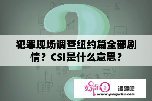 犯罪现场调查纽约篇全部剧情？CSI是什么意思？