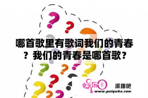 哪首歌里有歌词我们的青春？我们的青春是哪首歌？