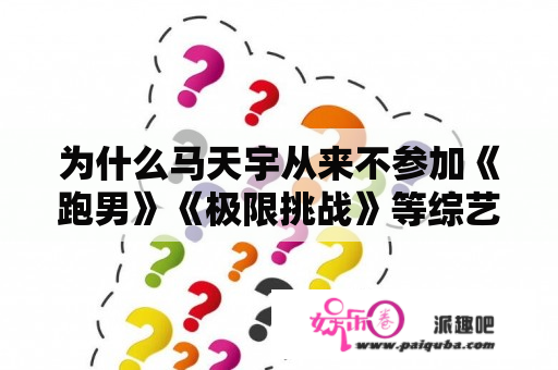 为什么马天宇从来不参加《跑男》《极限挑战》等综艺