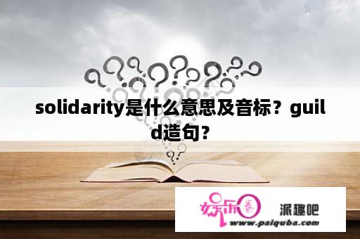 solidarity是什么意思及音标？guild造句？