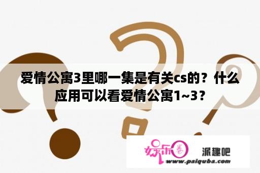 爱情公寓3里哪一集是有关cs的？什么应用可以看爱情公寓1~3？