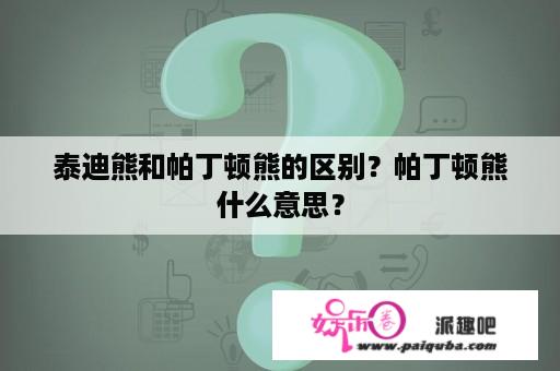 泰迪熊和帕丁顿熊的区别？帕丁顿熊什么意思？