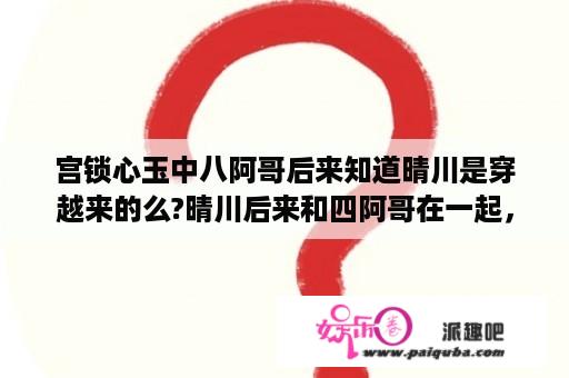 宫锁心玉中八阿哥后来知道晴川是穿越来的么?晴川后来和四阿哥在一起，八阿哥是怎么感动晴川的?谢谢各位？宫锁心玉中禧嫔要孩子第几集？