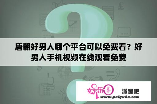 唐朝好男人哪个平台可以免费看？好男人手机视频在线观看免费