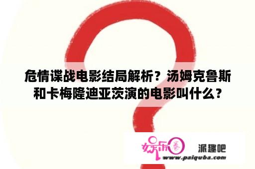 危情谍战电影结局解析？汤姆克鲁斯和卡梅隆迪亚茨演的电影叫什么？