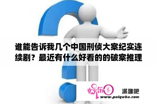 谁能告诉我几个中国刑侦大案纪实连续剧？最近有什么好看的的破案推理类电视剧？