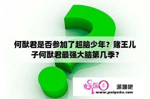 何猷君是否参加了超脑少年？赌王儿子何猷君最强大脑第几季？