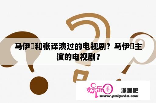 马伊琍和张译演过的电视剧？马伊琍主演的电视剧？