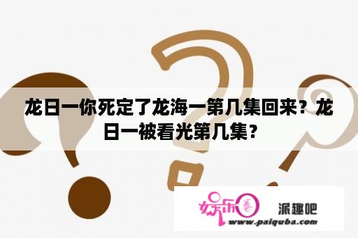 龙日一你死定了龙海一第几集回来？龙日一被看光第几集？