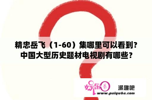 精忠岳飞（1-60）集哪里可以看到？中国大型历史题材电视剧有哪些？