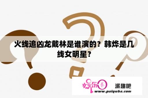 火线追凶龙戴林是谁演的？韩烨是几线女明星？