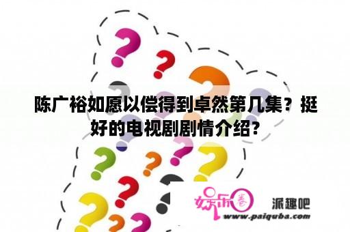 陈广裕如愿以偿得到卓然第几集？挺好的电视剧剧情介绍？