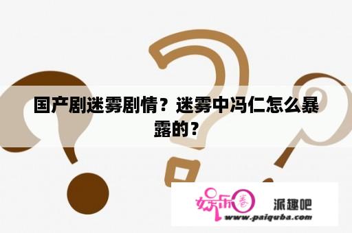 国产剧迷雾剧情？迷雾中冯仁怎么暴露的？