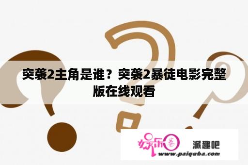 突袭2主角是谁？突袭2暴徒电影完整版在线观看