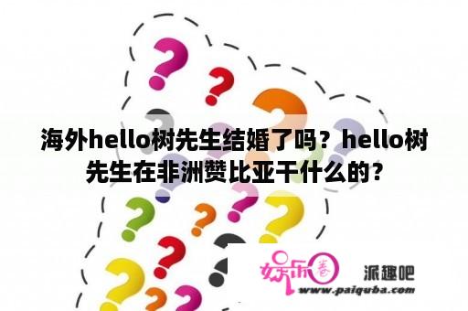 海外hello树先生结婚了吗？hello树先生在非洲赞比亚干什么的？