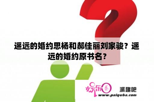 遥远的婚约思杨和郝佳丽刘家骏？遥远的婚约原书名？