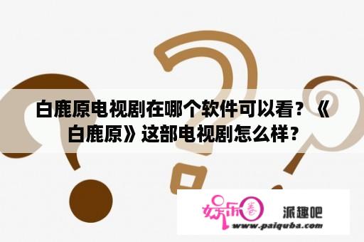 白鹿原电视剧在哪个软件可以看？《白鹿原》这部电视剧怎么样？