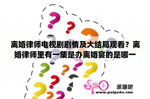 离婚律师电视剧剧情及大结局观看？离婚律师里有一集是办离婚宴的是哪一集？