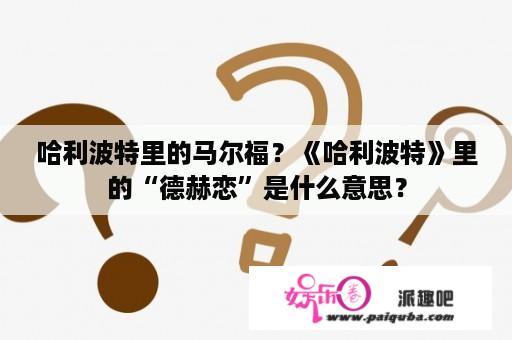 哈利波特里的马尔福？《哈利波特》里的“德赫恋”是什么意思？