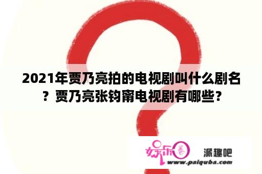 2021年贾乃亮拍的电视剧叫什么剧名？贾乃亮张钧甯电视剧有哪些？