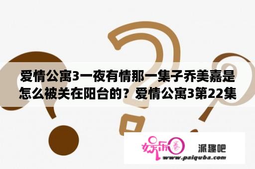 爱情公寓3一夜有情那一集子乔美嘉是怎么被关在阳台的？爱情公寓3第22集？