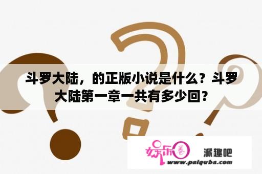 斗罗大陆，的正版小说是什么？斗罗大陆第一章一共有多少回？