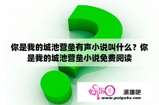 你是我的城池营垒有声小说叫什么？你是我的城池营垒小说免费阅读