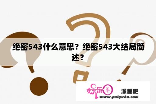 绝密543什么意思？绝密543大结局简述？