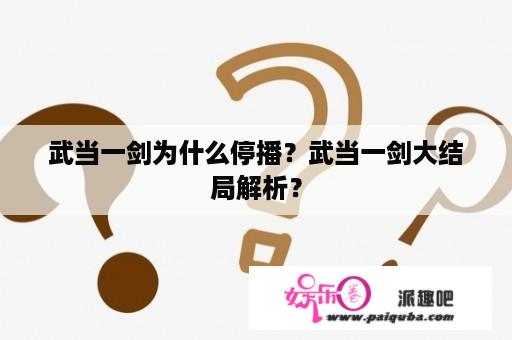 武当一剑为什么停播？武当一剑大结局解析？